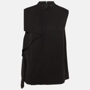 Pre Owned Class by Roberto Cavalli Black Crepe Draped Sleeveless Top L