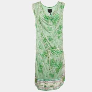 مملوكة مسبقًا Class by Roberto Cavalli Green Jersey Cowl Neck Mini Dress L