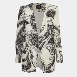 Pre Owned Class by Roberto Cavalli White/Black Lace Regular Fit Blazer M