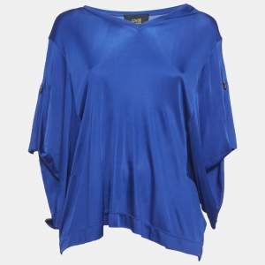 Pre Owned Class by Roberto Cavalli Blue Jersey Dolman Sleeves Tops M