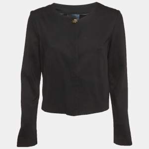 Pre Owned Cavalli Class Black Jersey Knit Button Front Jacket M