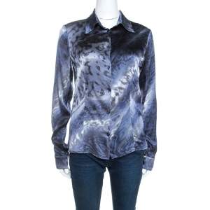 Class by Roberto Cavalli Multicolor Printed Stretch Silk Satin Shirt M