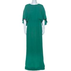 Class by Roberto Cavalli Green Crepe Kaftan Sleeve Maxi Dress L