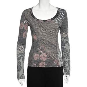 Class by Roberto Cavalli Multicolor Paisley Print Knit Scoop Neck Top M