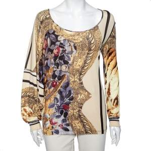 Class by Roberto Cavalli Multicolor Printed Jersey Top M