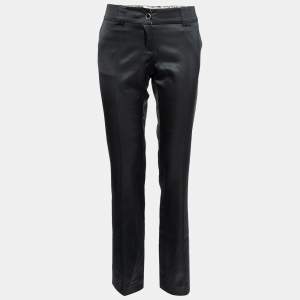 Class by Roberto Cavalli Black Stretch Satin Tapered Pants M