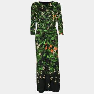 Class by Roberto Cavalli Black Floral Print Jersey Maxi Dress M
