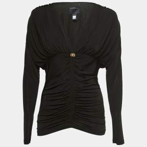 Class by Roberto Cavalli Black Jersey Ruched Top M
