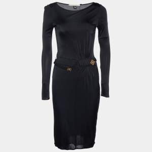 Class by Roberto Cavalli Black Jersey Waist Trim Midi Dress S