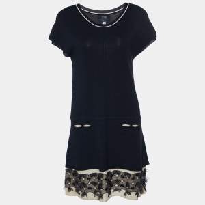 Cavalli Class Black Knit Lace Detail Shift Dress M