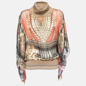 Class by Roberto Cavalli Multicolor Printed Silk High Neck Poncho Top M