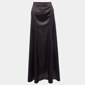 Just Cavalli Brown Satin Maxi Skirt L