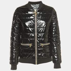 Class by Roberto Cavalli Black Quilted Synthetic Bomber Jacket S