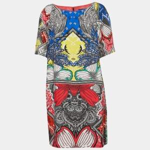 Class by Roberto Cavalli Multicolor Printed Crepe Mini Shift Dress L