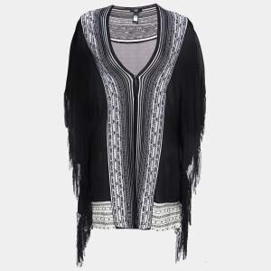 Class by Roberto Cavalli Black Knit Fringe Detail Cardigan M