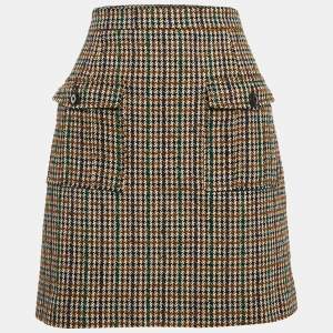 Claudie Pierlot Brown/Green Wool Tweed Mini Skirt M