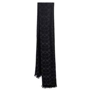 Coach Black Signature C Wrap Wool & Silk Scarf