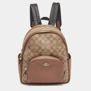 Coach Brown/Beige Signature Coated Canvas and Leather Court Backpack