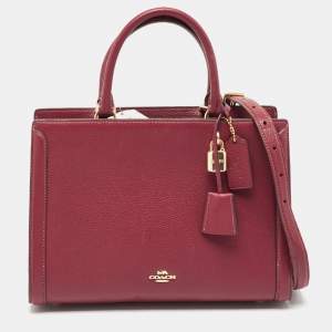 Coach Burgundy Leather Zoe Carryall Tote