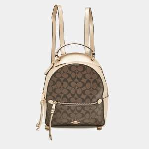 Coach Gold/Brown Signature Coated Canvas and Leather Jordyn Backpack