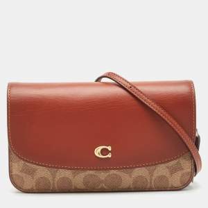 Pre Owned Coach Beige/Brown Signature Coated Canvas and Leather Hayden Crossbody Bag