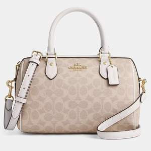 مملوكة مسبقًا Coach Rowan Signature Canvas Chalk Leather Satchel Bag