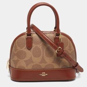مملوكة مسبقًا Coach Sabrina Brown/Beige Signature Coated Canvas and Leather Satchel