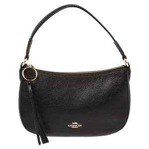 Pre Owned Coach Black Pebbled Leather Sutton Hobo