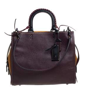 Coach Burgundy/Brown Leather And Suede Whipstitch Rogue 1941 Tote
