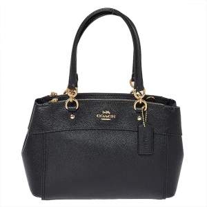 Pre Owned Coach Black Leather Mini Brooke Carryall Satchel