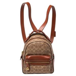 Pre Owned Coach Beige/Brown Signature Coated Canvas and Leather Campus 23 Backpack