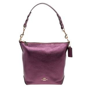 Pre Owned Coach Purple Leather Mini Abby Duffle Crossbody Bag