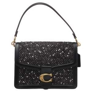 Pre Owned Coach Black Leather And Tweed Tabby Shoulder Bag