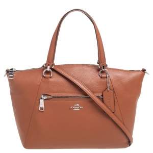 Pre Owned Coach Tan Pebbled Leather Prairie Satchel