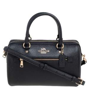 Pre Owned Coach Black Leather Rowan Boston Bag
