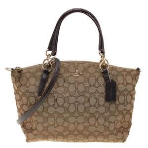 Coach Beige/Brown Signature Canvas and Leather Small Kelsey Satchel