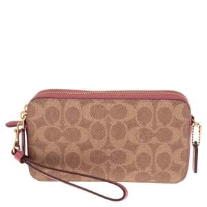 Coach Brown/Pink Monogram Coated Canvas and Leather Kira Crossbody Bag