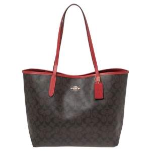 Pre Owned Coach Brown Signature Canvas And Leather City Tote