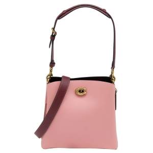 Coach Pink/Dark Red Leather Willow Bucket Bag