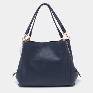 Pre Owned Coach Navy Blue Leather Dalton Shoulder Bag  