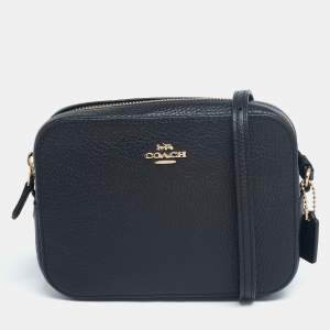 Pre Owned Coach Black Leather Mini Camera Crossbody Bag