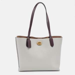 Pre Owned Coach Grey Leather Willow Tote