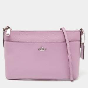 Pre Owned Coach Purple Leather Crossbody Bag 