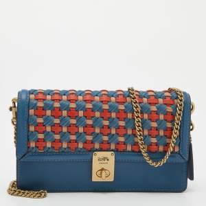 Coach Multicolor Woven Leather Hutton Clutch