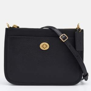 Pre Owned Coach Black Leather Shoulder Bag