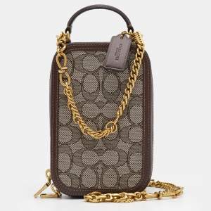  Coach Beige Signature Canvas And Leather Alie Camera Bag 