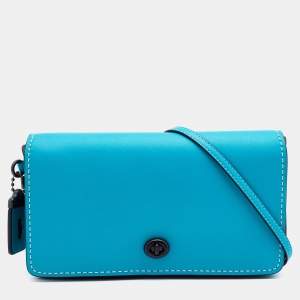 Pre Owned Coach Turquoise Leather Legacy Penny Crossbody Bag