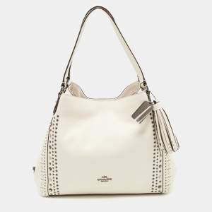 Coach Off White Leather Bandana Rivets Edie 31 Shoulder Bag  