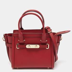 Coach Red Leather Swagger 20 Tote