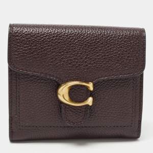 Pre Owned Coach Burgundy Leather Tabby Compact Wallet 